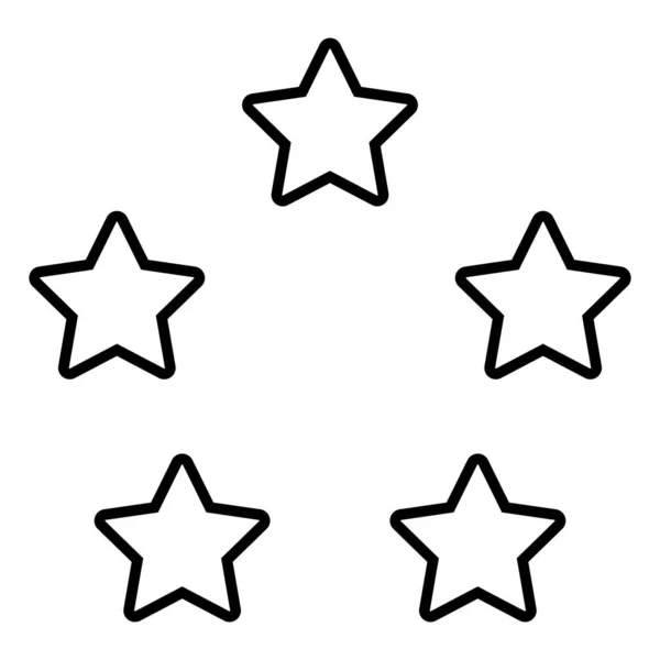Cinco Estrelas Círculo Ícone Vetor Estilo Linha Isolado Fundo Branco — Vetor de Stock