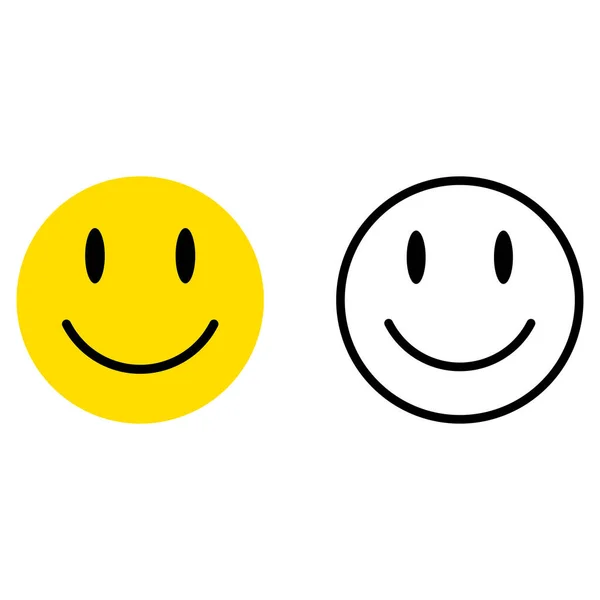以两种流行的风格在白色背景上隔离的Icon微笑 快乐的面部符号为您的网站设计 应用程序 用户界面 矢量说明 — 图库矢量图片