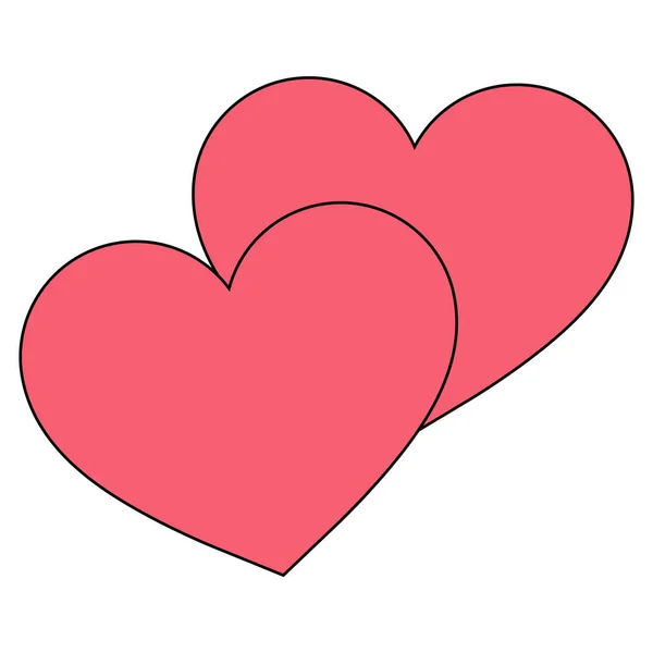 情人节的心脏图标 红心对矢量图解 两颗心图标 — 图库矢量图片