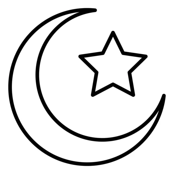 Moon Star Line Vector Icon Islamic Icon Crescent Moon Star — Stock Vector