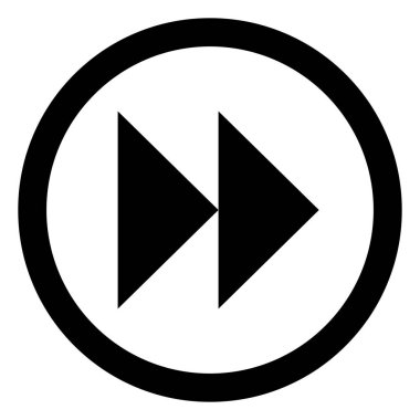 Hızlı ileri sarma simgesi vektörü beyaz arkaplanda izole edildi. Simge geri sarılıyor