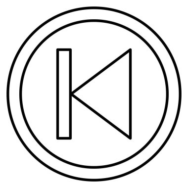 Geri iz düğmesi simgesi, beyaz arkaplanda izole edilmiş ana hat vektör işareti. Önceki ses sembolü. Önceki düğmeyi atla