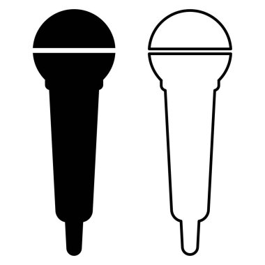 Beyaz arkaplanda izole edilmiş iki tarzda mikrofon simgesi belirleme vektörü