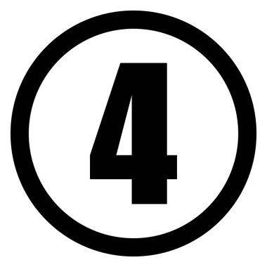 4 numaralı simge daire vektör çizimi beyaz arkaplanda izole edildi. Dört numaralı simge