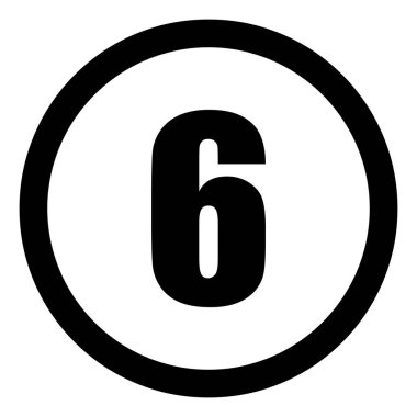 6 numaralı ikon daire vektör çizimi. Altı numaralı simge