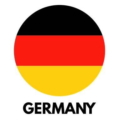 Beyaz arkaplanda izole edilmiş Almanya bayrak ikonu vektörü, Almanya bayrak dairesi düğmesi.
