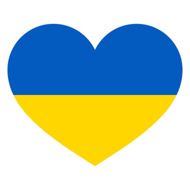 Ukrayna kalp ikonu. Kalbinde Ukrayna bayrağı var. Vektör illüstrasyonu