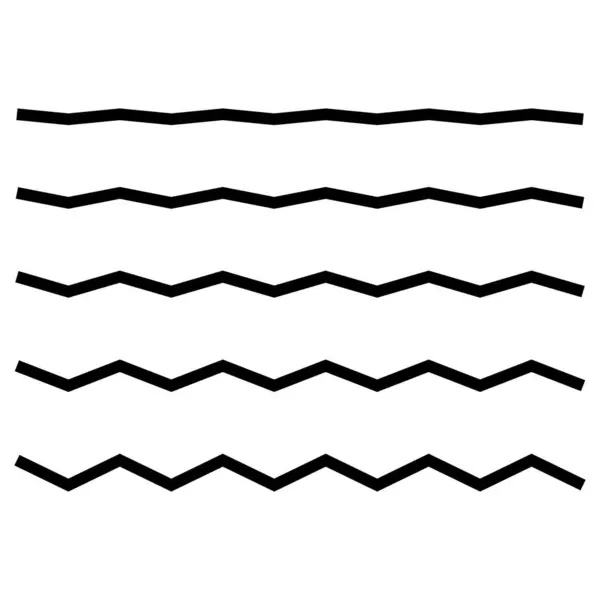 Sammlung Wellenförmiger Zickzacklinien Zickzack Linie Icon Setzen Vektor — Stockvektor