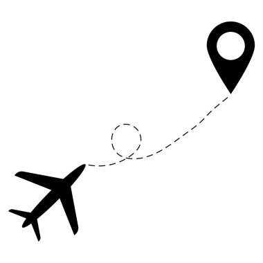 Harita simge vektörlü uçak yolculuğu konsepti. Uçak ikonu. Seyahat simgesi
