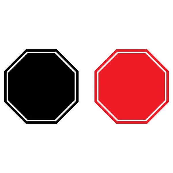 Blank Stop Icon Set Vector Red Black Colors — Stock Vector