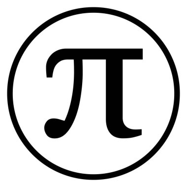Beyaz arkaplanda izole edilmiş bir çemberde Pi sembolü simgesi. Vektör