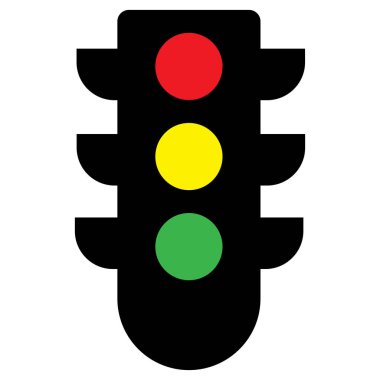 Moda tarzında trafik ışığı simgesi beyaz arkaplanda izole edildi. Vektör