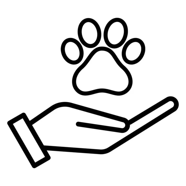 动物爪子和人类的手图标矢量 动物护理概念 — 图库矢量图片