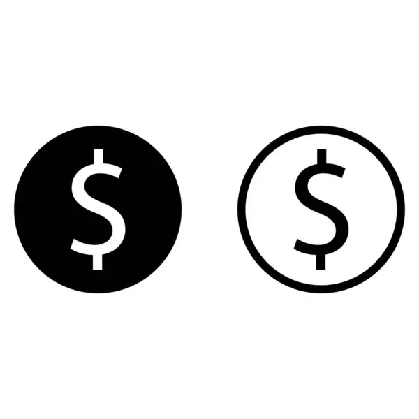 Ícone Dólar Definido Dois Estilos Símbolo Moeda Usd Ícone Dinheiro — Vetor de Stock