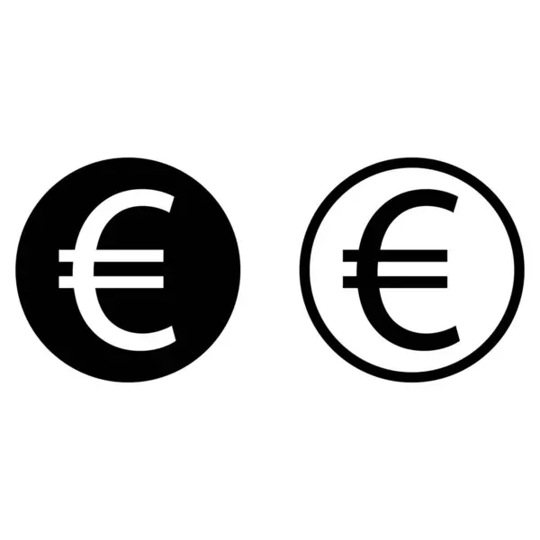 Euro Ikona Koła Zestaw Dwóch Stylach Wektor Ikony Waluty Euro — Wektor stockowy