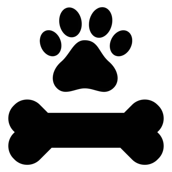 Pfotendruck Symbol Und Hundeknochen Symbol Isoliert Auf Weißem Hintergrund Vektorillustration — Stockvektor