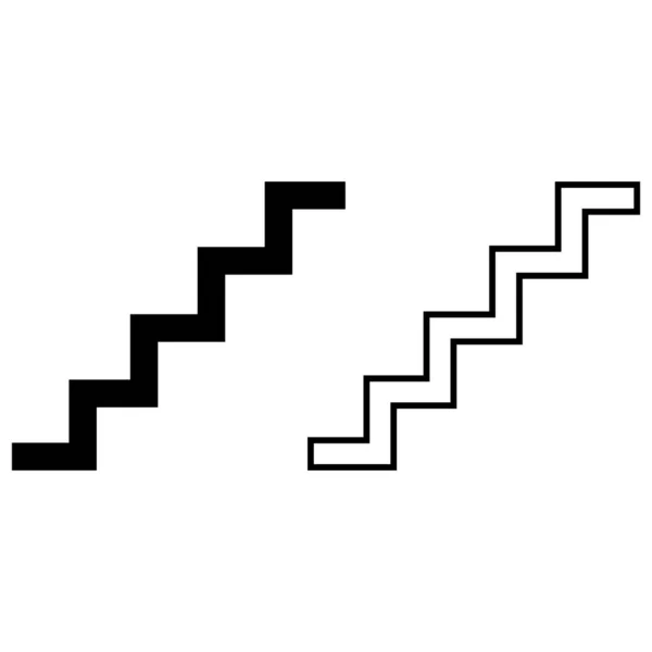 階段アイコンは 白い背景に隔離された2つのスタイルのベクトルを設定します — ストックベクタ