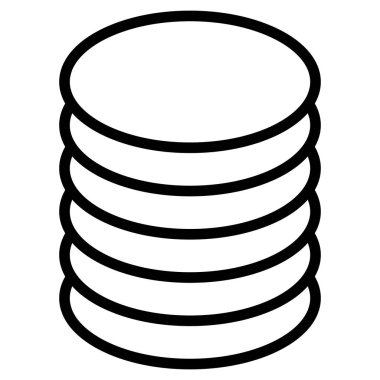 Madeni para simgesi vektörü. Bozuk para yığını simgesi. Para istiflenmiş madeni para işareti