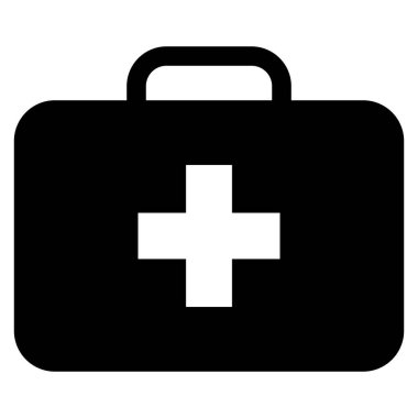 İlk yardım ikonu vektörü. Tıbbi kutu simgesi beyaz arkaplanda izole edildi