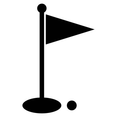 Beyaz arkaplanda izole edilmiş modayı temsil eden golf bayrağı simgesi vektörü