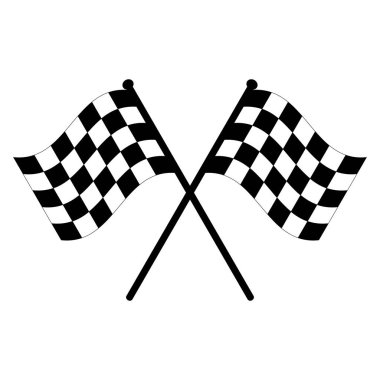 Yarış bayrağı ikonu vektörü. Damalı bayrak simgesi. Bayraklar Bitiriliyor