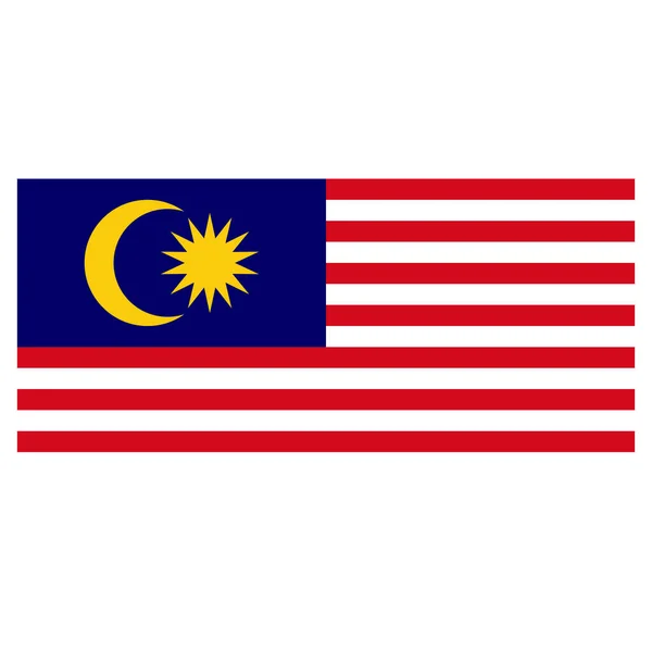 Malaysias Flagga Malaysia Flagga Vektor Isolerad Vit Bakgrund — Stock vektor