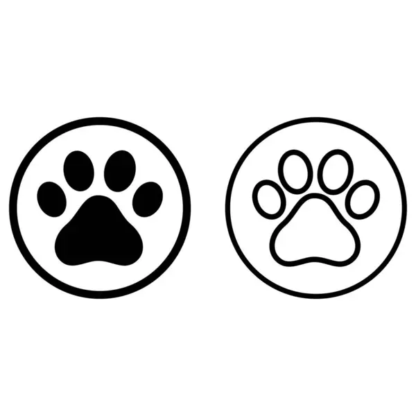 Εικονίδιο Πόδι Εκτύπωσης Σύνολο Διάνυσμα Δύο Στυλ Σκυλίσια Πατούσα Εικονίδιο — Διανυσματικό Αρχείο