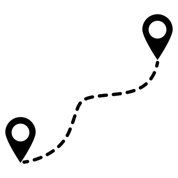 Icône Localisation Vectorielle Deux Panneaux Broches Une Route Pointillés — Image vectorielle
