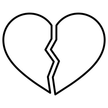 Kırık kalp simgesi vektörü beyaz arkaplanda izole edildi