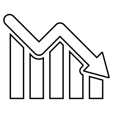 Beyaz arkaplanda çizgi kaybı simgesi vektörü izole edildi. Satır ekonomik durgunluk grafiği simgesi