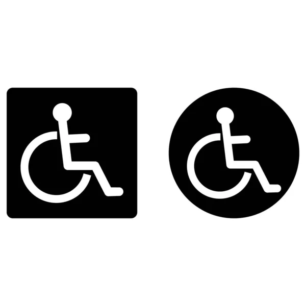 Disabled Person Icon Square Circle Handicap Icon Vector — Stock Vector