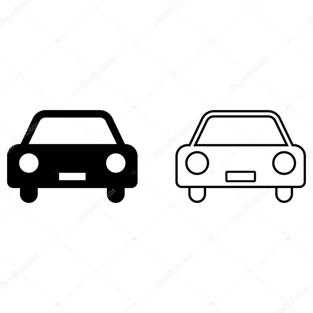 Car icon set vector in two styles isolated on white background