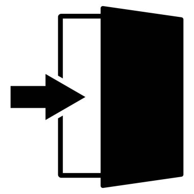 Çıkış kapısı simgesi. Çıkış girdisi ok simgesinde. Acil çıkış simgesi vektörü