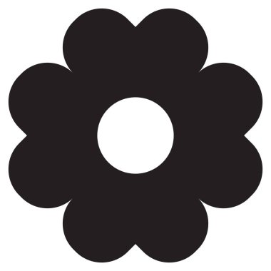 Beyaz arka planda izole edilmiş kalp şeklindeki çiçek ikonu. Vektör