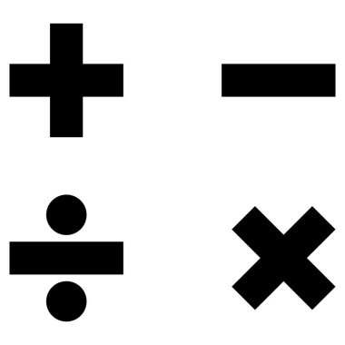Matematik simgesi. Hesaplayıcı simgesi vektörü beyaz arkaplanda izole edildi