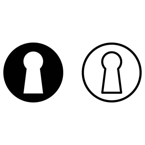 Schlüsselloch Icon Kreis Zwei Stilen Auf Weißem Hintergrund Isoliert — Stockvektor