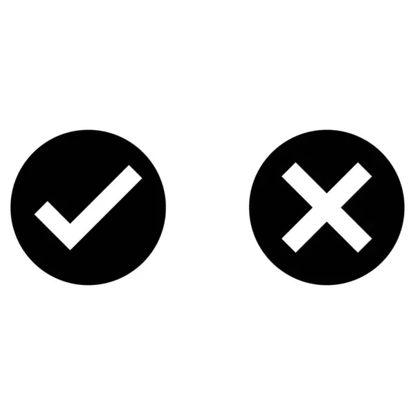 Richtige Und Falsche Symbole Kreis Häkchensymbol Vektorabbildung — Stockvektor