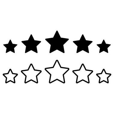 Beyaz arkaplanda izole edilmiş beş yıldız ikonu vektörü. beş yıldız derecelendirme simgesi