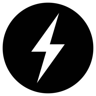 Çemberin içinde yıldırım simgesi. Flaş ikonu. Elektrik güç simgesi vektörü