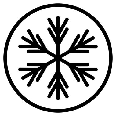 Beyaz arkaplanda izole edilmiş bir çemberde kar tanesi simgesi vektörü
