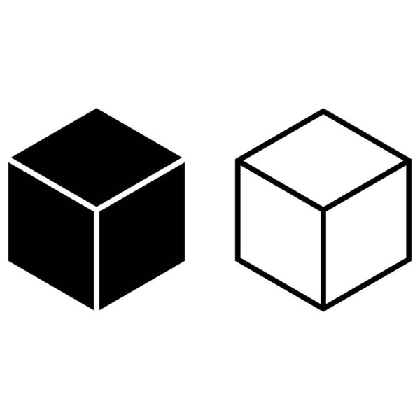 Cube icon set vector in two styles isolated on white background 