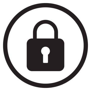 Simgeyi beyaz arkaplanda izole edilmiş bir daireye kilitle. Vektör illüstrasyonu