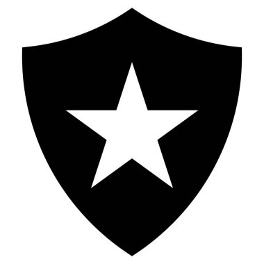 Beyaz arkaplanda izole edilmiş yıldız kalkan simgesi vektörü