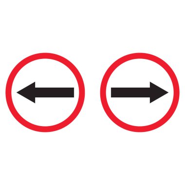 Beyaz arkaplanda izole edilmiş sol ve sağ trafik işareti vektörüne git