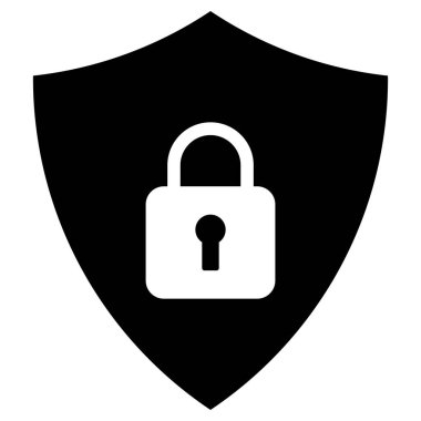 Kalkan güvenlik simgesi. Koruma ikonu vektörü. Asma kilit simgesi. Güvenlik simgesi