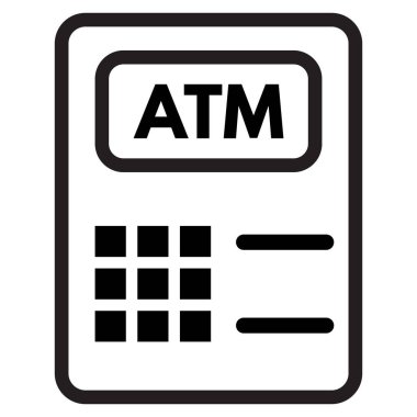 ATM makinesi simgesi beyaz arkaplanda izole edildi. Banka ATM simgesi vektörü