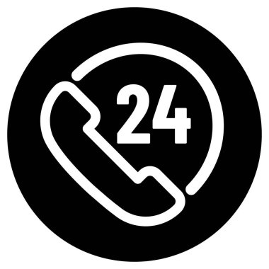 24 saat servis ikonu. 24 çağrı merkezi ikon vektörü. 24 saat simgesi