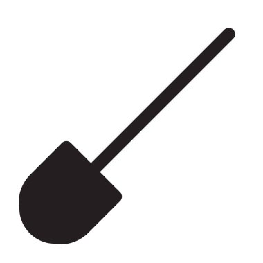 Beyaz arkaplanda izole edilmiş basit bir kürek simgesi. Bahçe vektörü illüstrasyonu