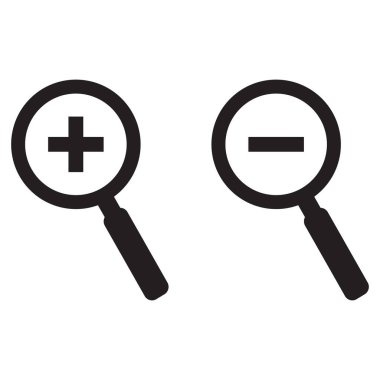 Zoom simgesi beyaz arkaplanda izole edildi. Büyüteç simgesini yakınlaştır ve uzaklaştır