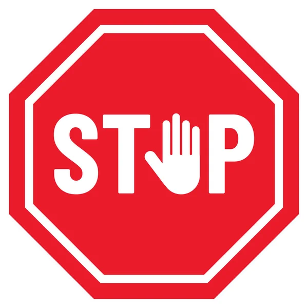 Stop Signe Avec Main Signal Arrêt Circulation Vecteur Panneau Interdiction — Image vectorielle